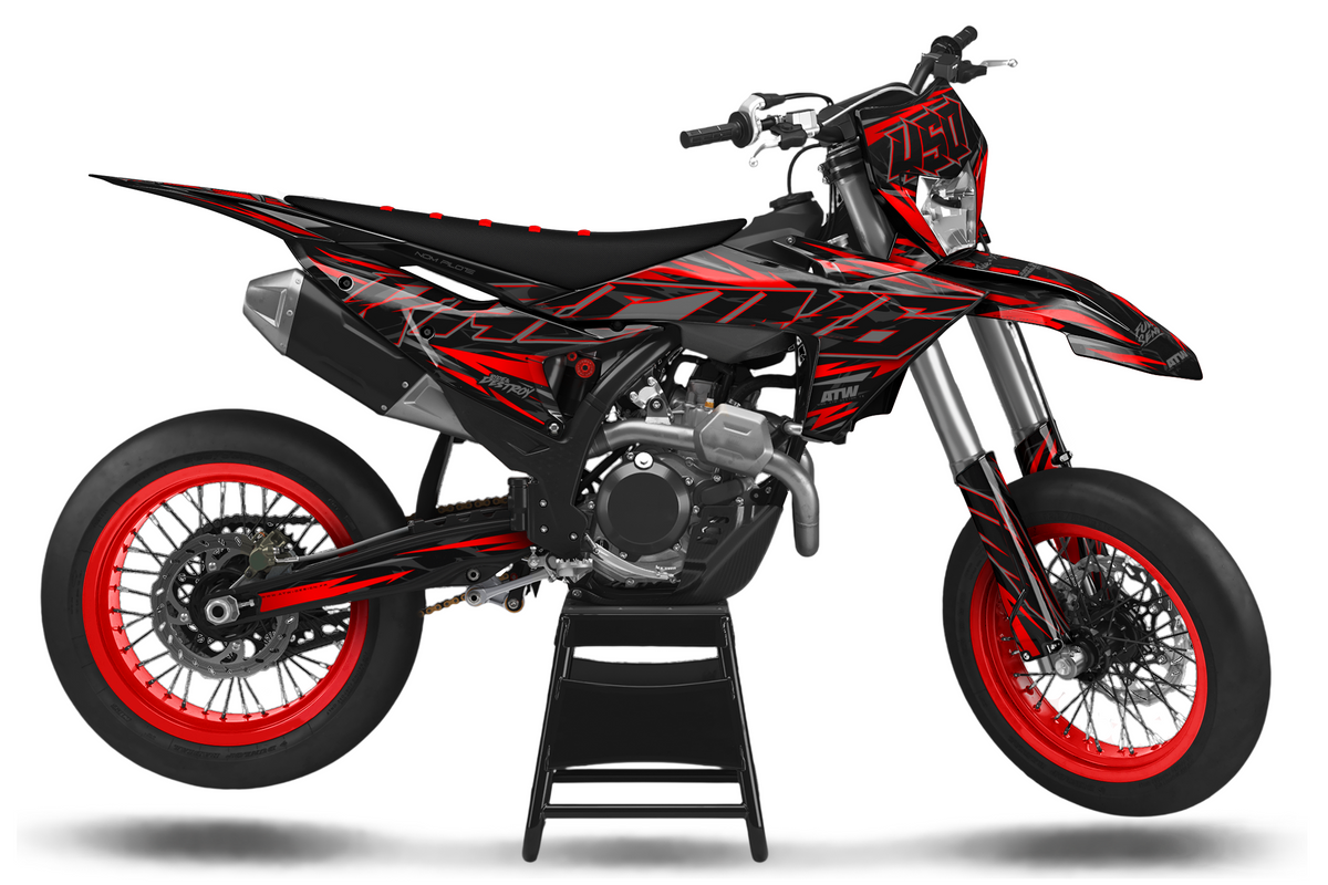Kit déco Supermotard Tout Modèles - ATSM005 Rouge