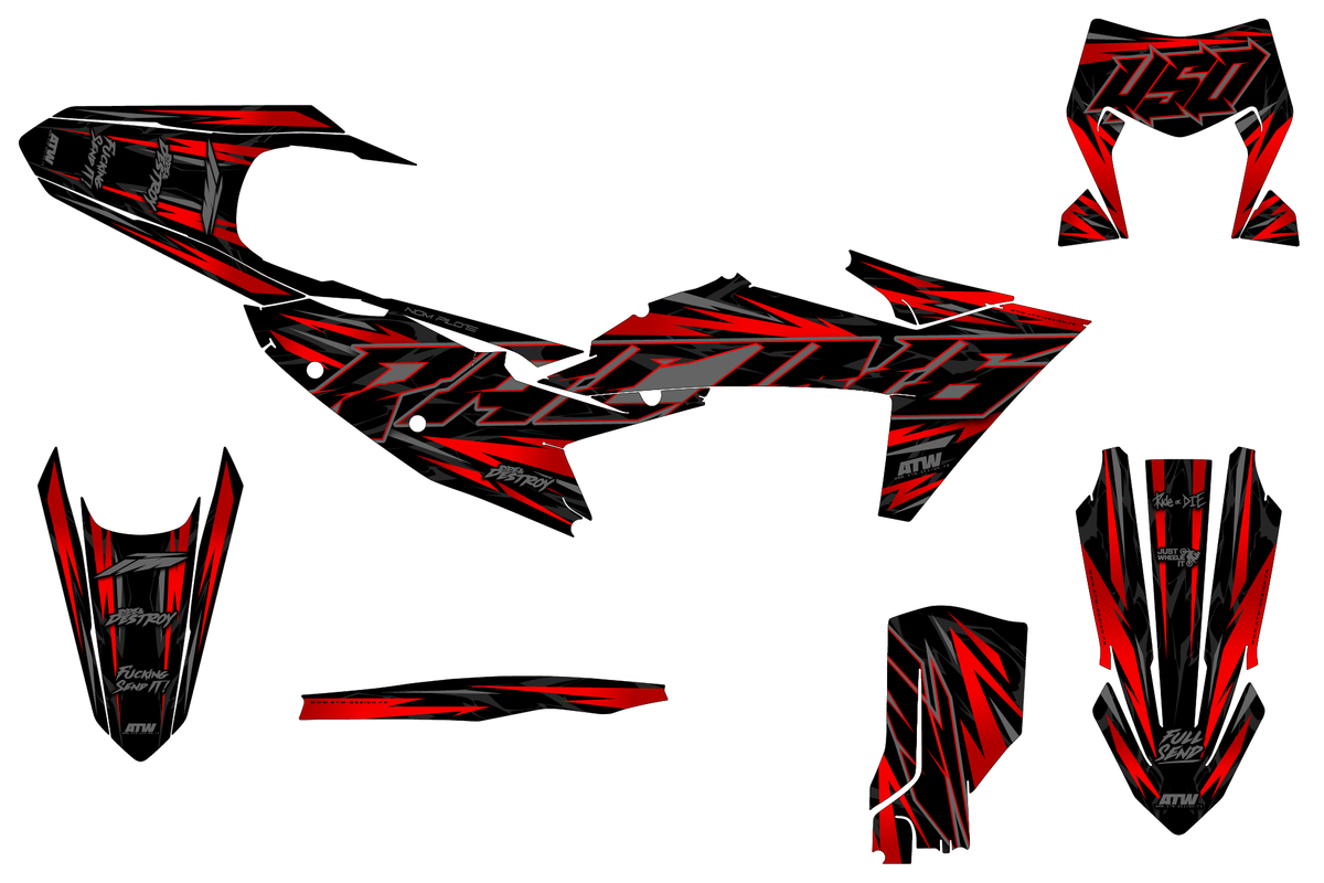 Kit déco Supermotard Tout Modèles - ATSM005 Rouge