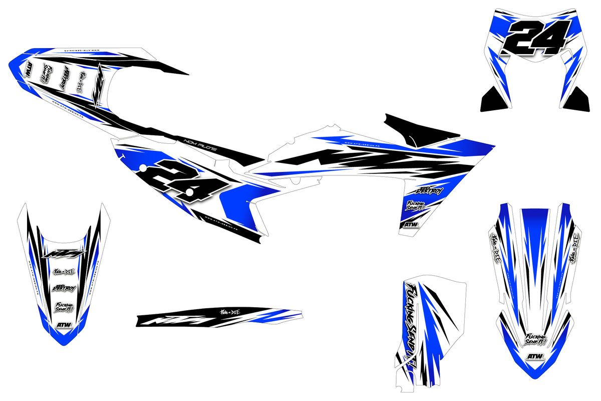 Supermoto Graphics Kit - All Models - ATSM006 Blue
