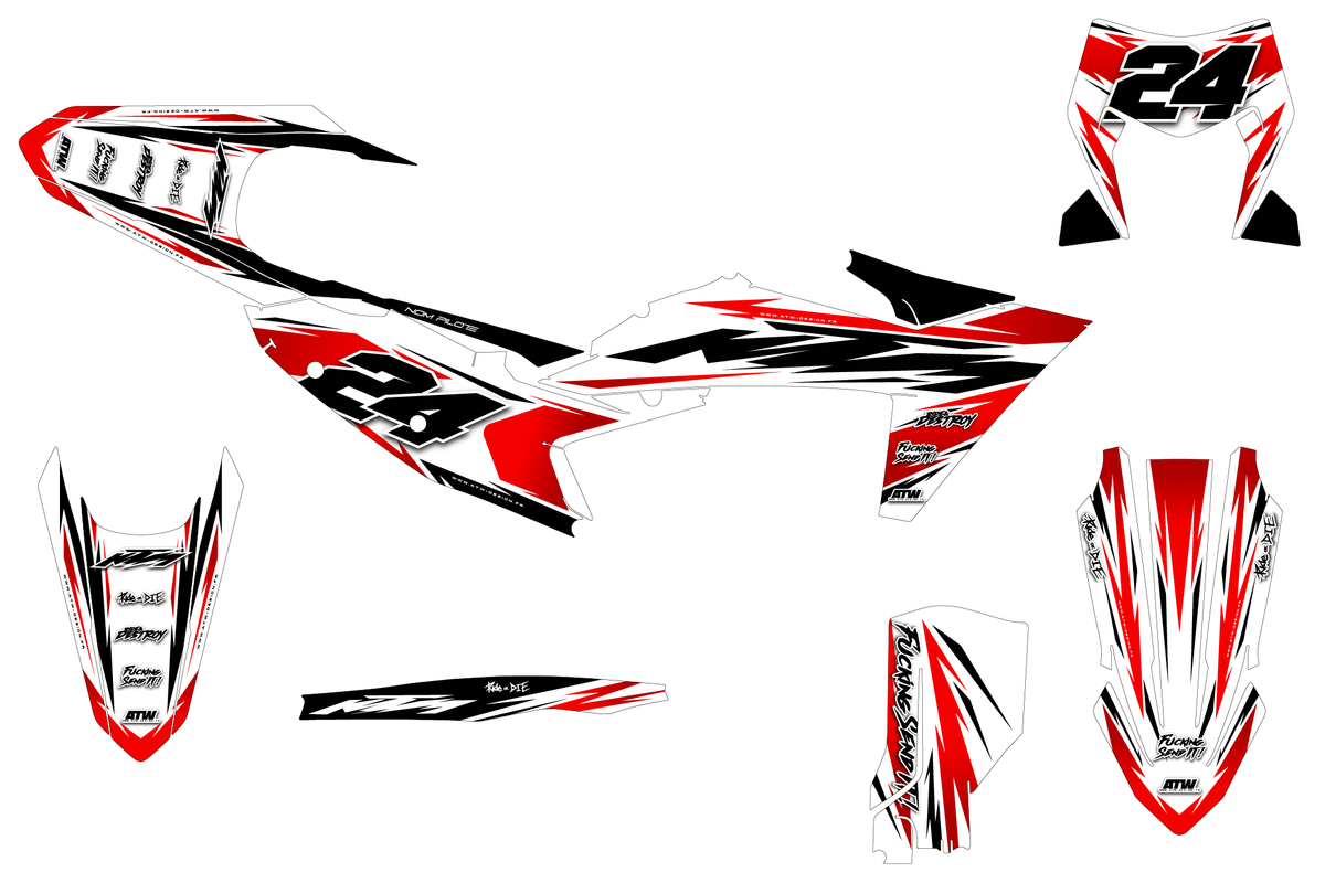 Supermoto Graphics Kit - All Models - ATSM006 Red