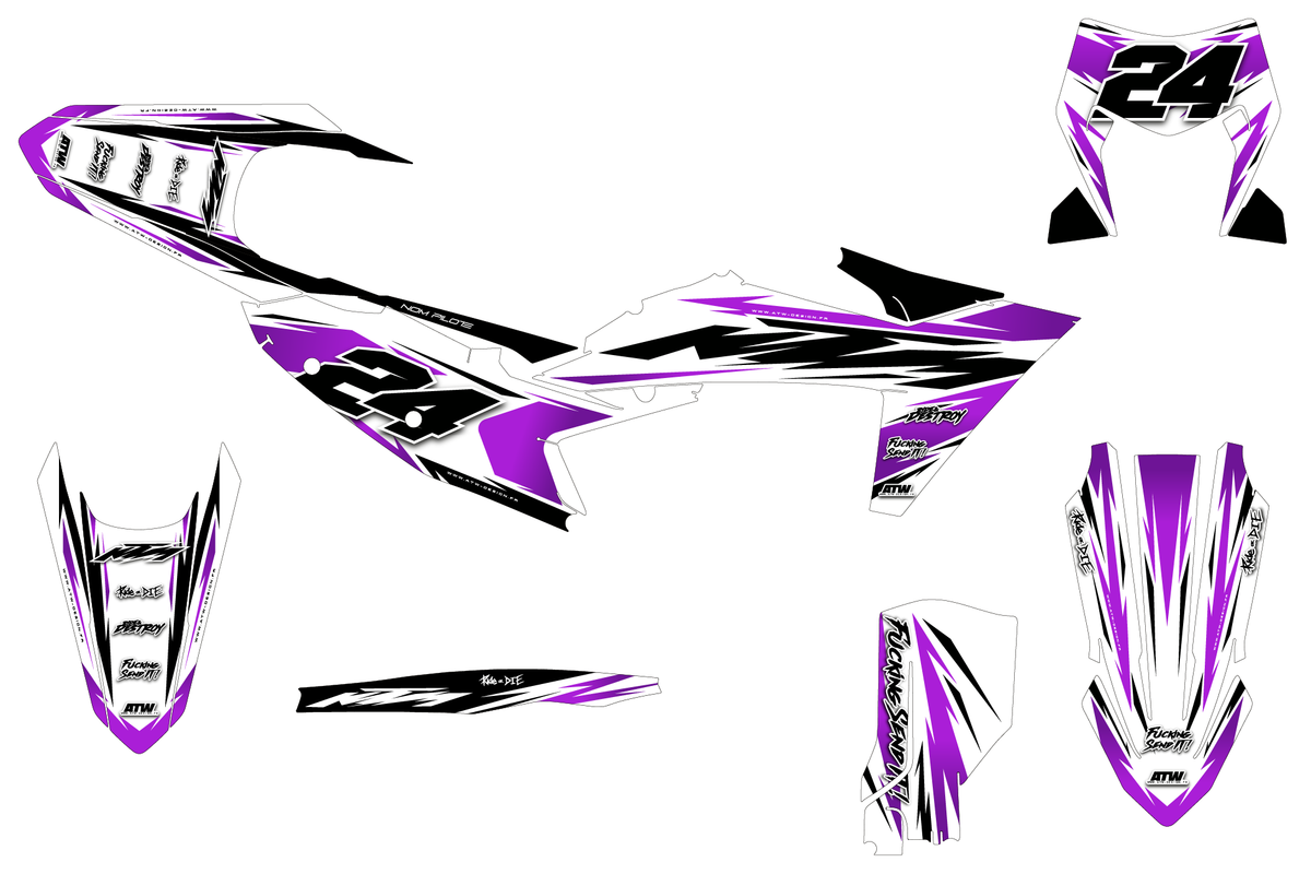 Supermoto Graphics Kit - All Models - ATSM006 Purple