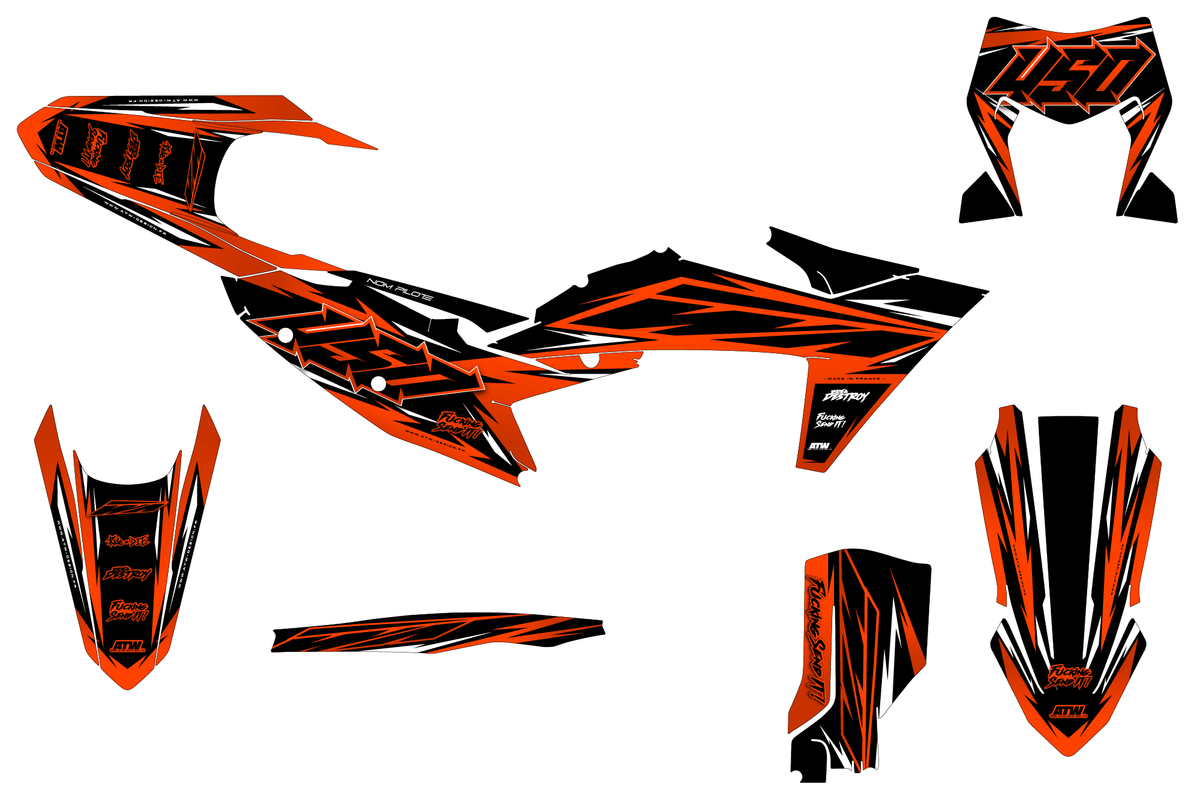 Kit déco Supermotard Tout Modèles - ATSM007 Orange