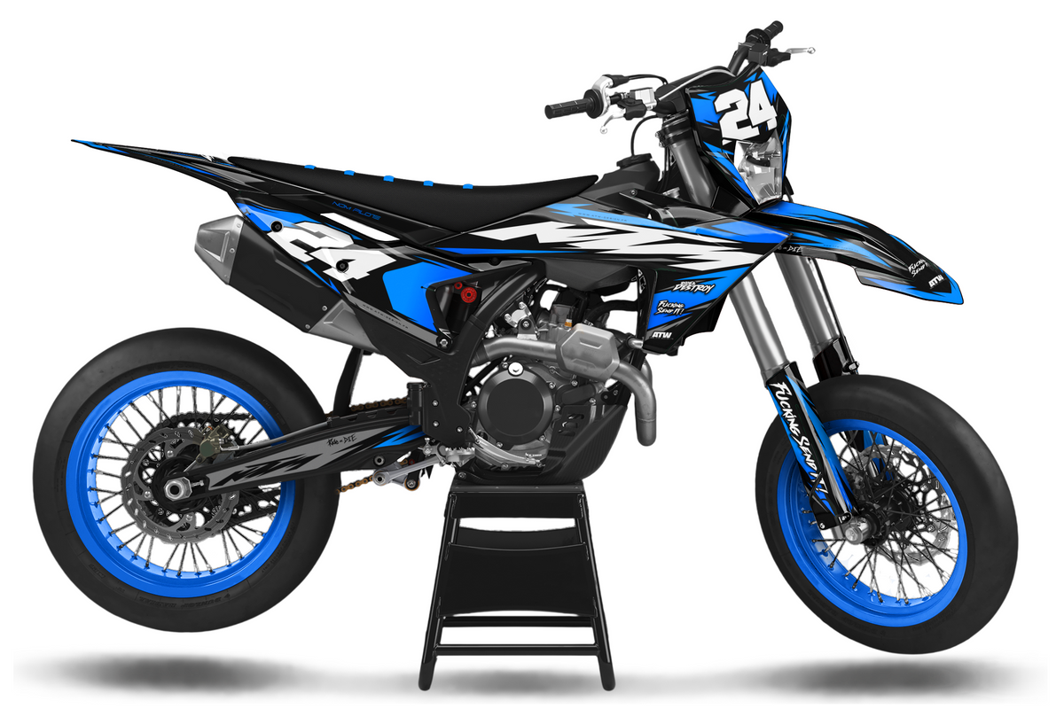 Kit déco Supermotard Tout Modèles - ATSM008 Bleu