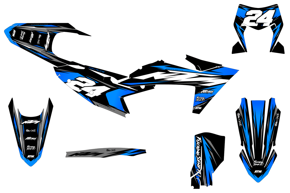 Kit déco Supermotard Tout Modèles - ATSM008 Bleu