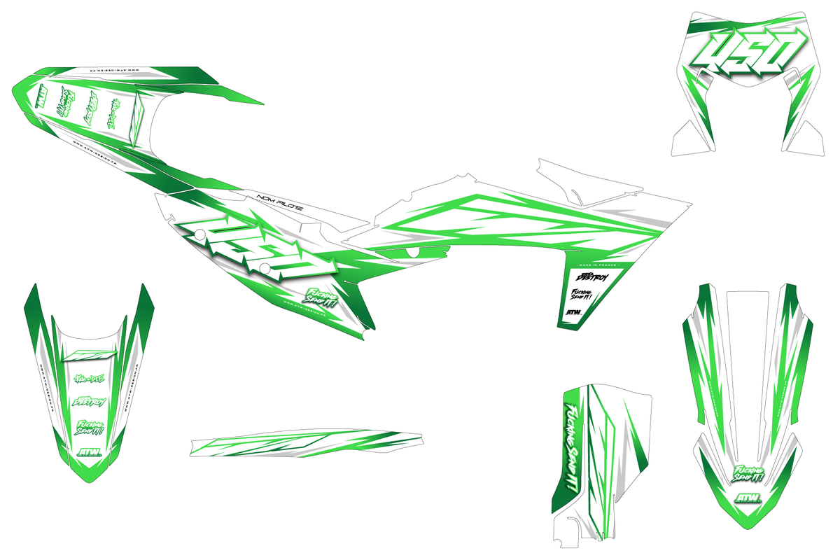 Kit grafiche Supermotard Tutti i modelli - ATSM009 Verde