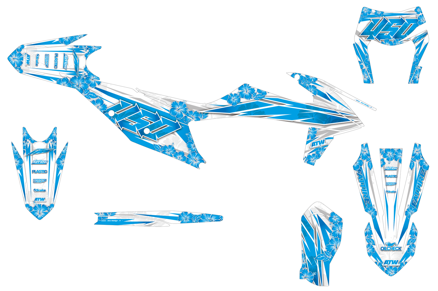 Kit déco Supermotard Tout Modèles - Flowers Bleu