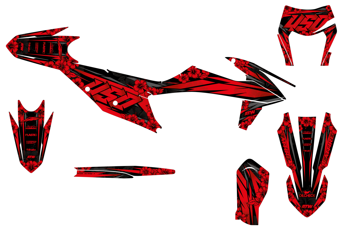 Kit déco Supermotard Tout Modèles - Flowers Rouge