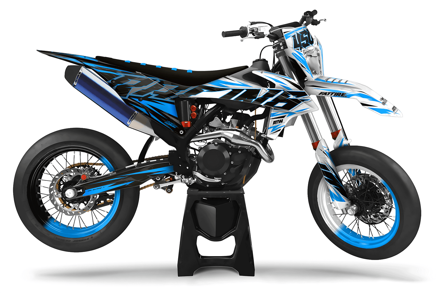 Kit déco Supermotard Tout Modèles - Half Cyan