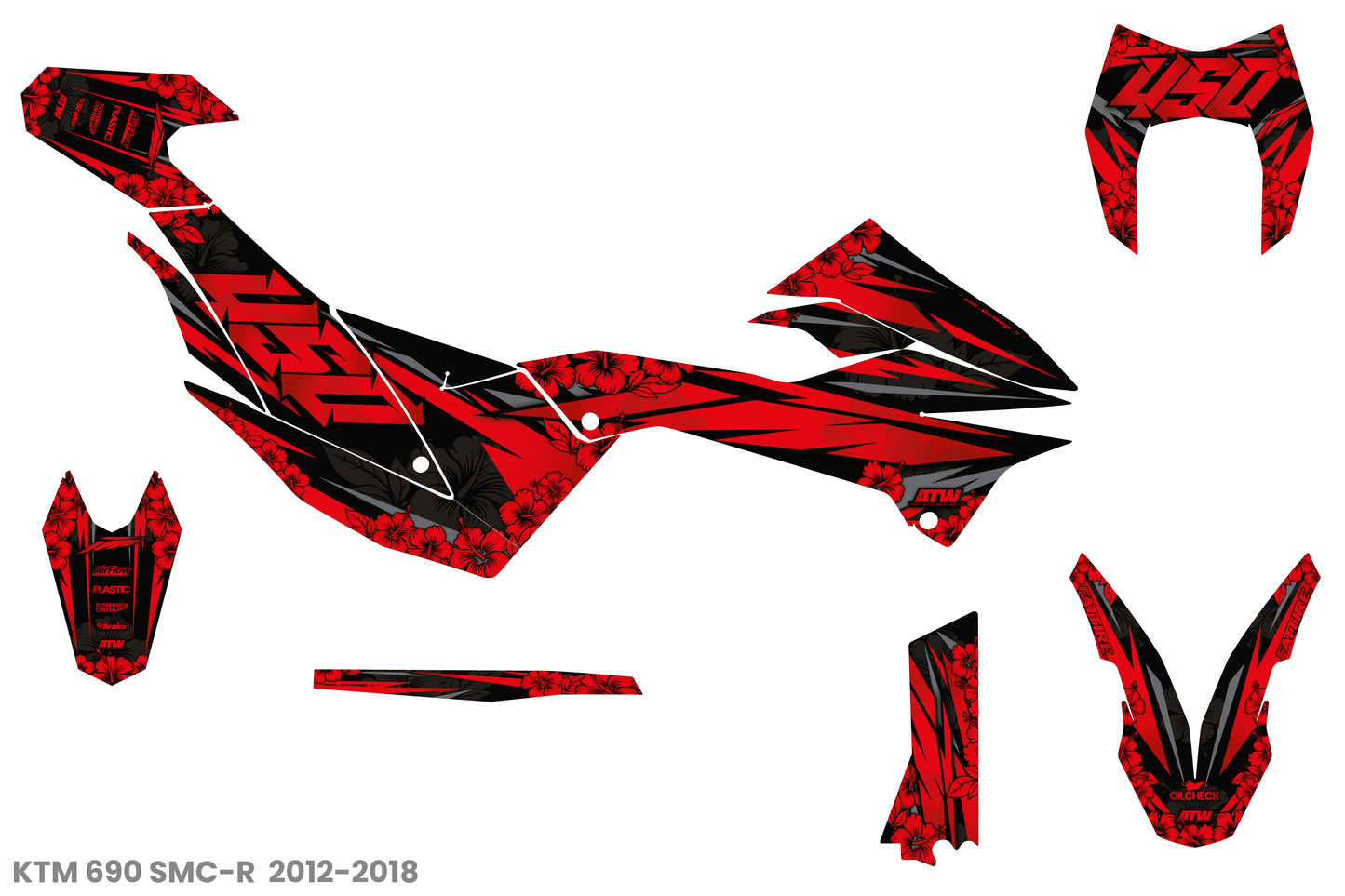 Kit déco Supermotard Tout Modèles - Flowers Rouge