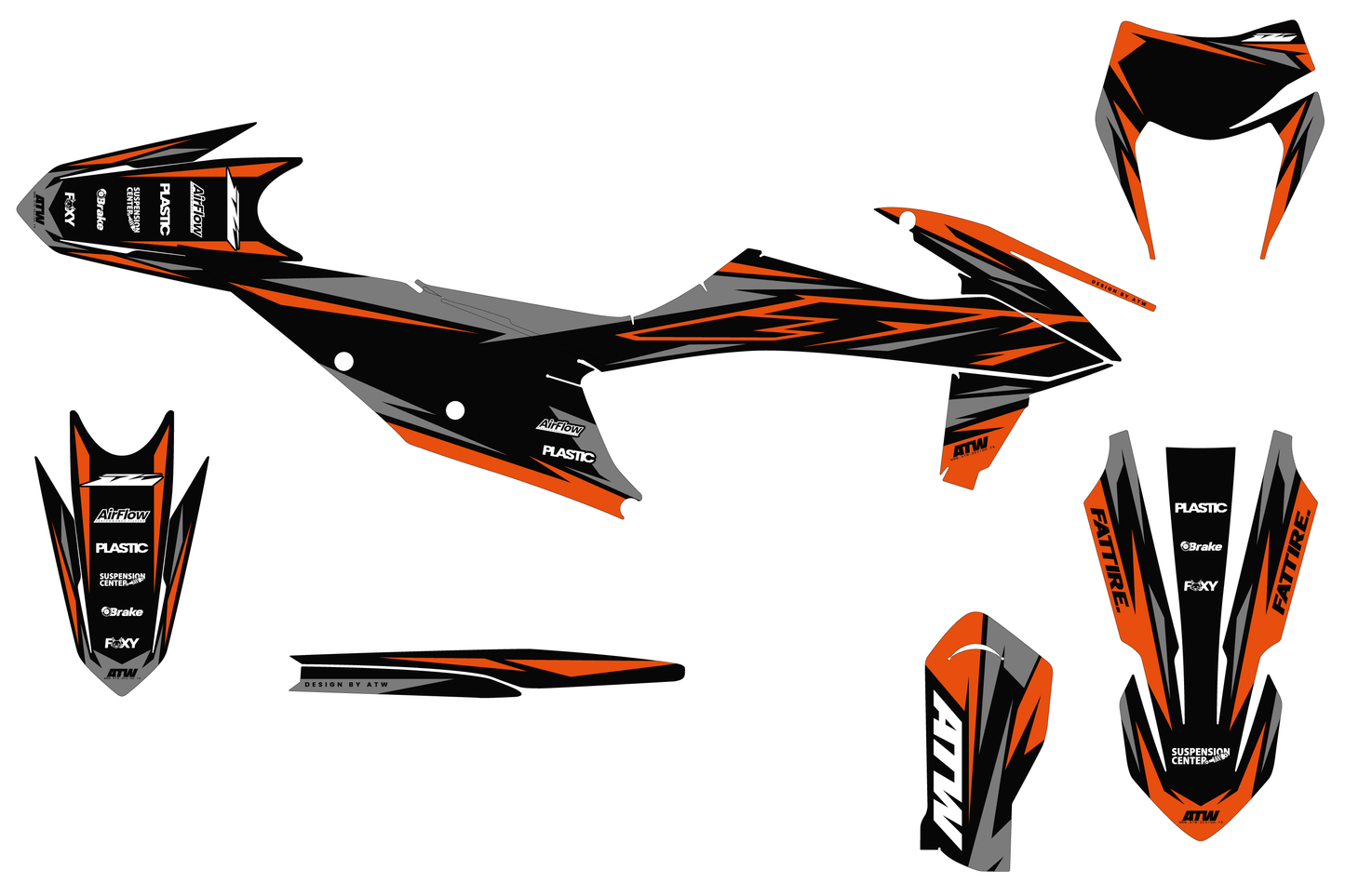 Kit déco Supermotard Tout Modèles - Royal Orange