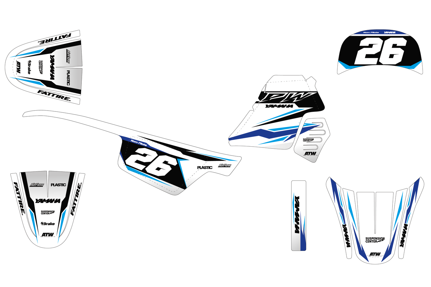 Kit déco Yamaha PW 50/PW 80 - YMPW009 Blanc