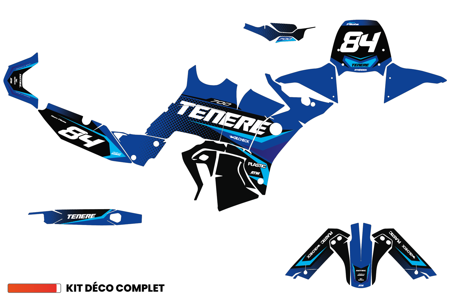 Kit déco Yamaha Tenere 700 World Raid - YMTW002 Bleu