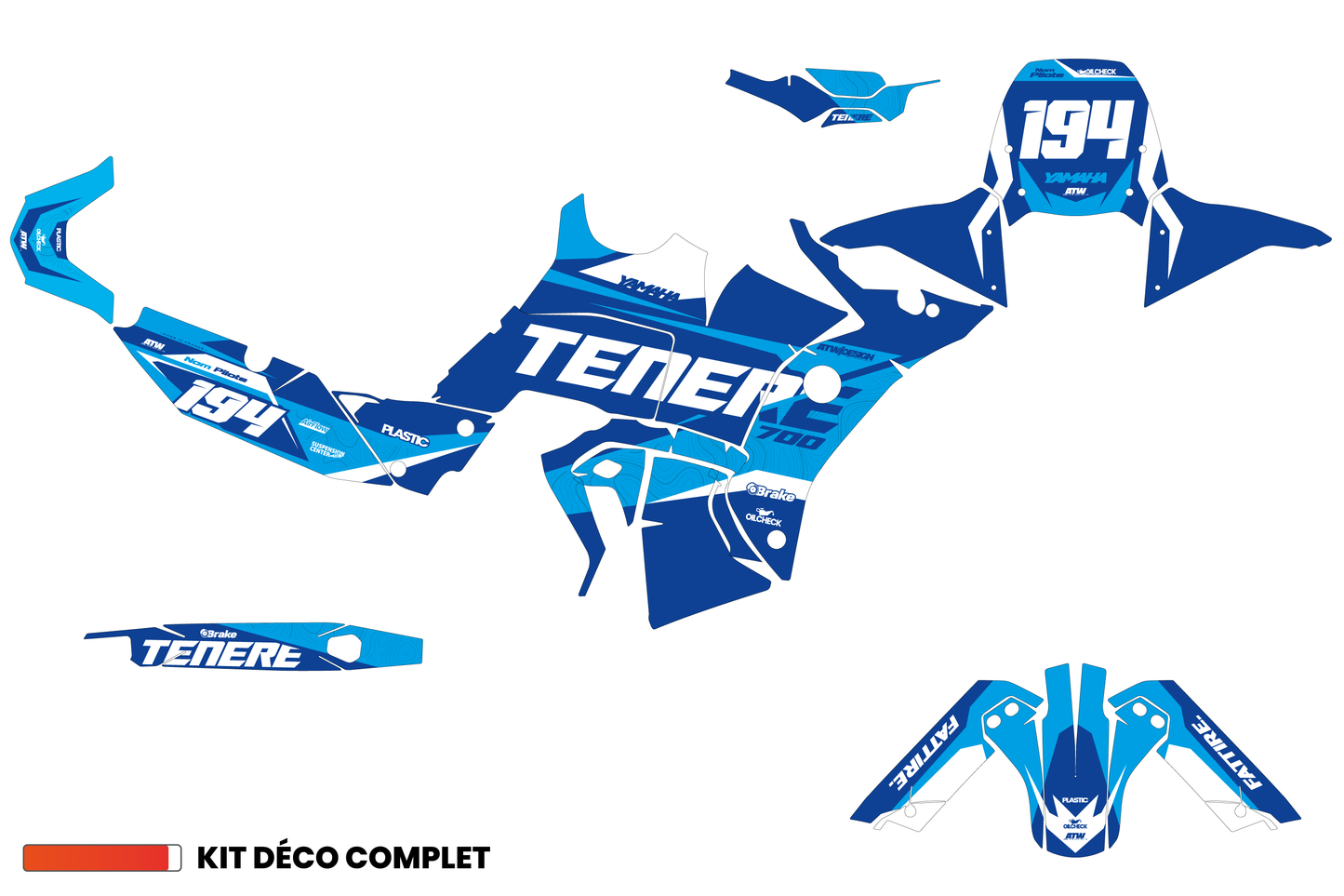 Kit déco Yamaha Tenere 700 World Raid - YMTW003 Bleu