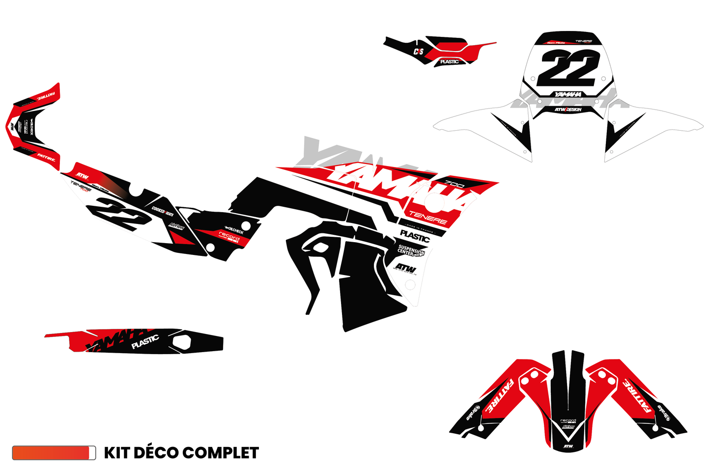 Kit déco Yamaha Tenere 700 World Raid - YMTW005 Rouge