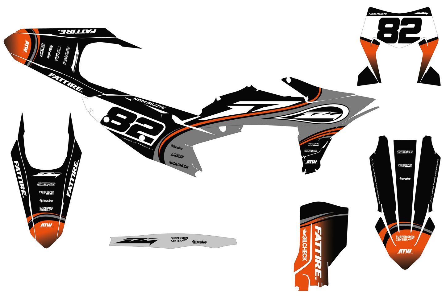 Kit déco KTM SX/SXF/EXC/EXCF - KKTSE003 Noir