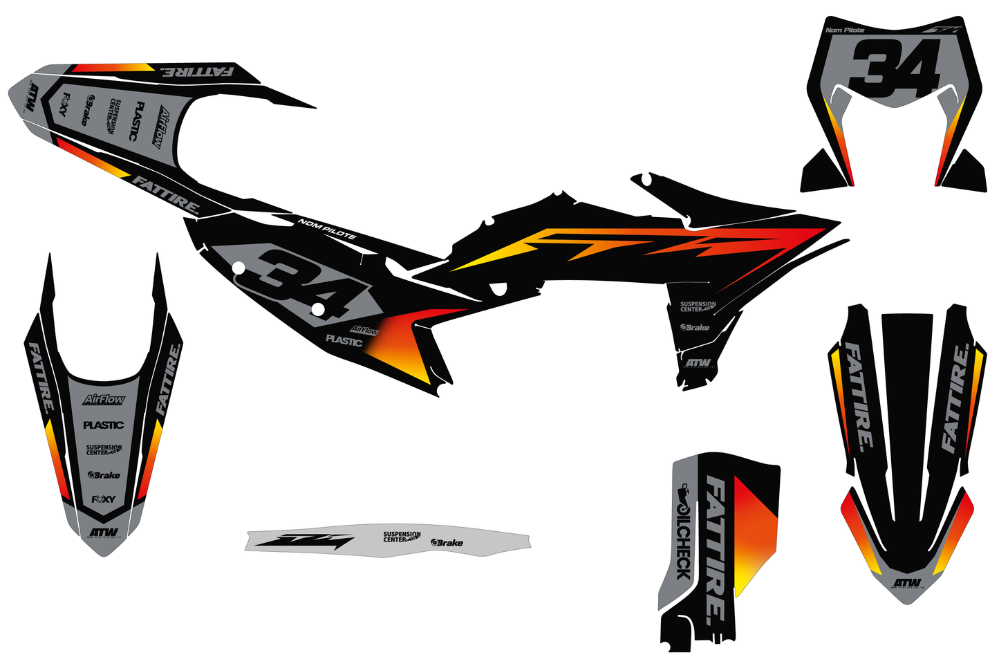 Kit déco KTM SX/SXF/EXC/EXCF - KKTSE008 Noir