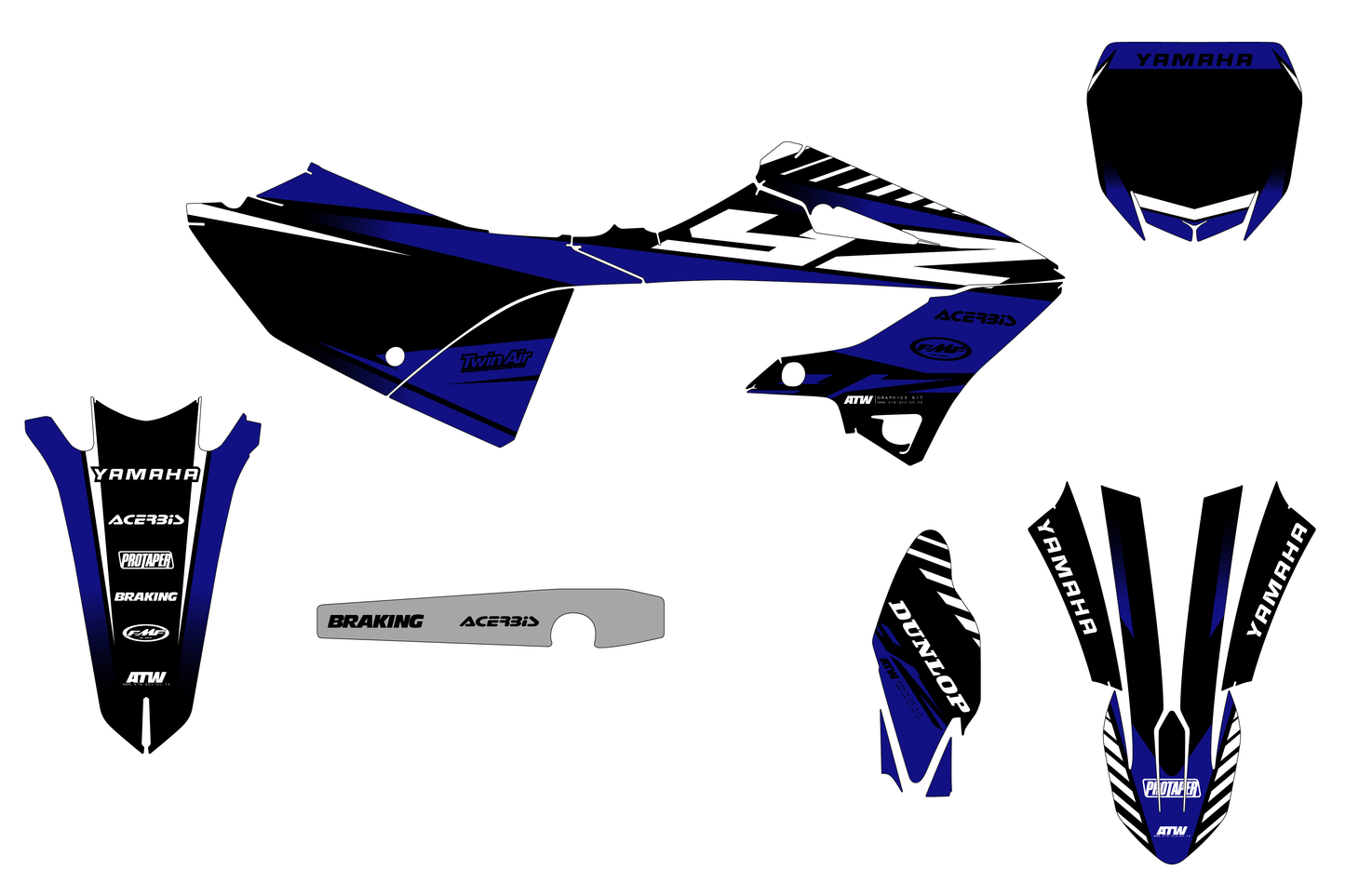 Kit déco motocross “Lines” Yamaha 250 YZ Bleu