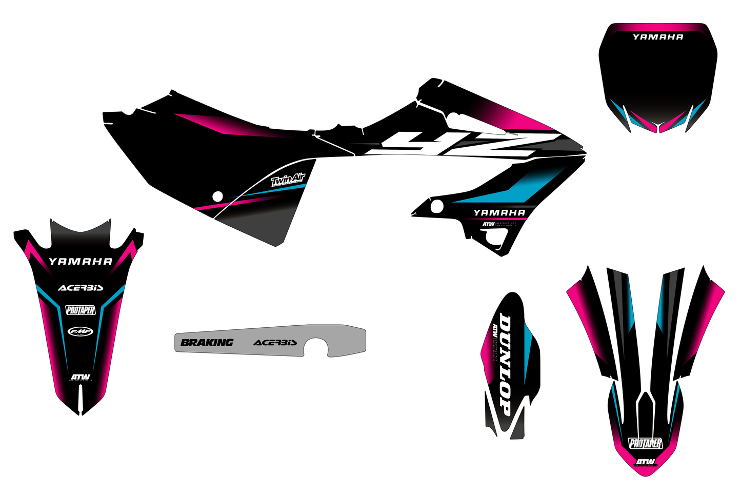 Kit déco motocross “Tech” Yamaha 125 YZ Rose
