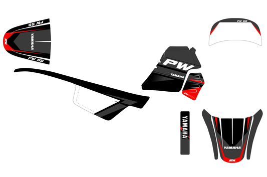 Kit déco motocross “Grade” Yamaha PW 50 Rouge