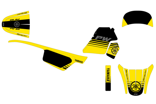 Kit déco motocross “Stripe” Yamaha PW 50 Jaune