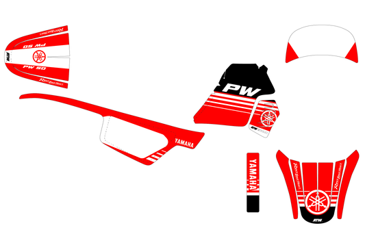 Kit déco motocross “Stripe” Yamaha PW 50 Rouge
