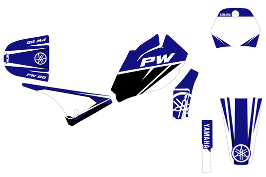 Kit déco motocross “Race” Yamaha PW 80 Bleu