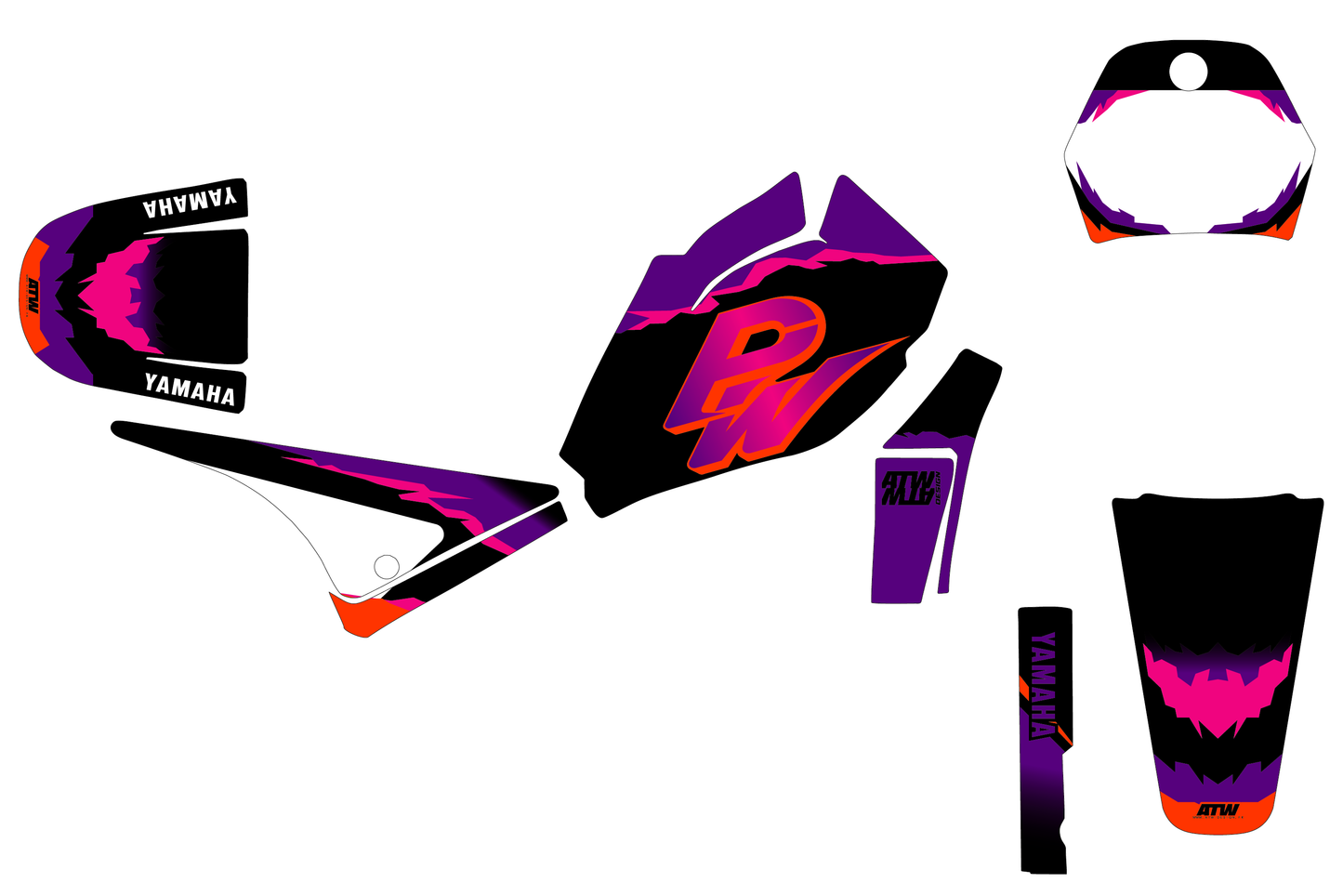 Kit déco motocross “Year” Yamaha PW 80 Noir
